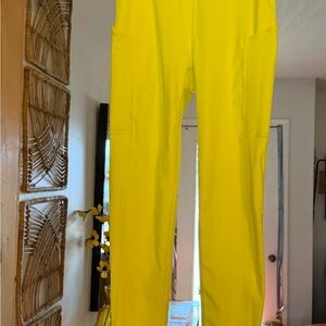 Free People Vibrant Yellow Straight Leg Pants
